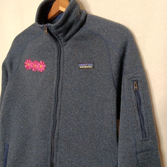 Patagonia Better Sweater M Jacket Full Zip Knit Fleece Pink Flower Patch READ - Picture 5 of 16